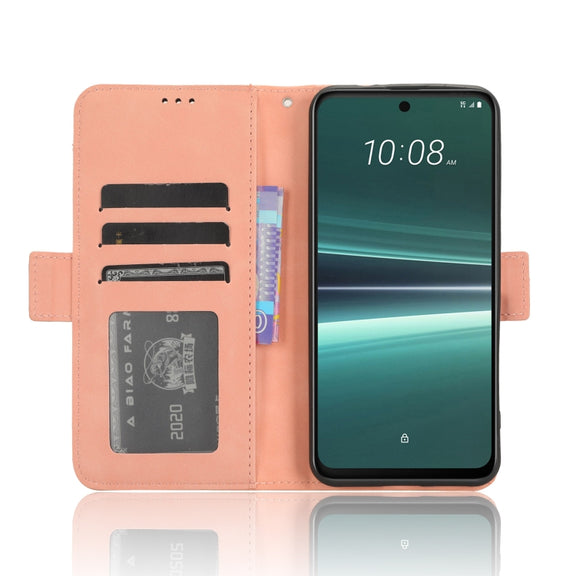 For HTC U23 / U23 Pro Skin Feel Calf Texture Card Slots Leather Phone Case(Pink)