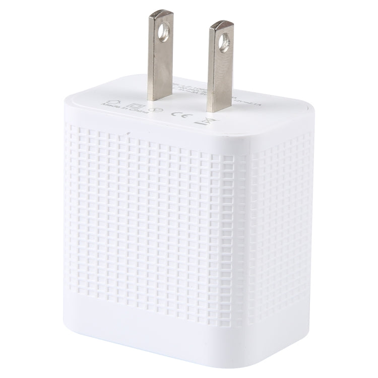 LZ-106PD 25W USB-C / Type-C Ports Plaid Pattern Travel Charger, US Plug(White)