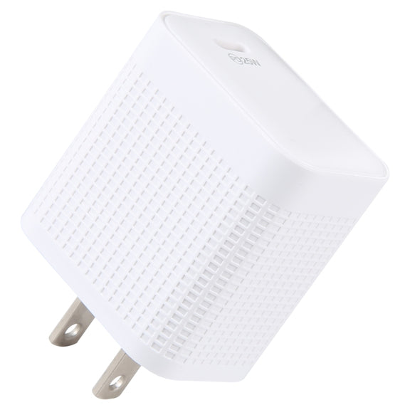 LZ-106PD 25W USB-C / Type-C Ports Plaid Pattern Travel Charger, US Plug(White)