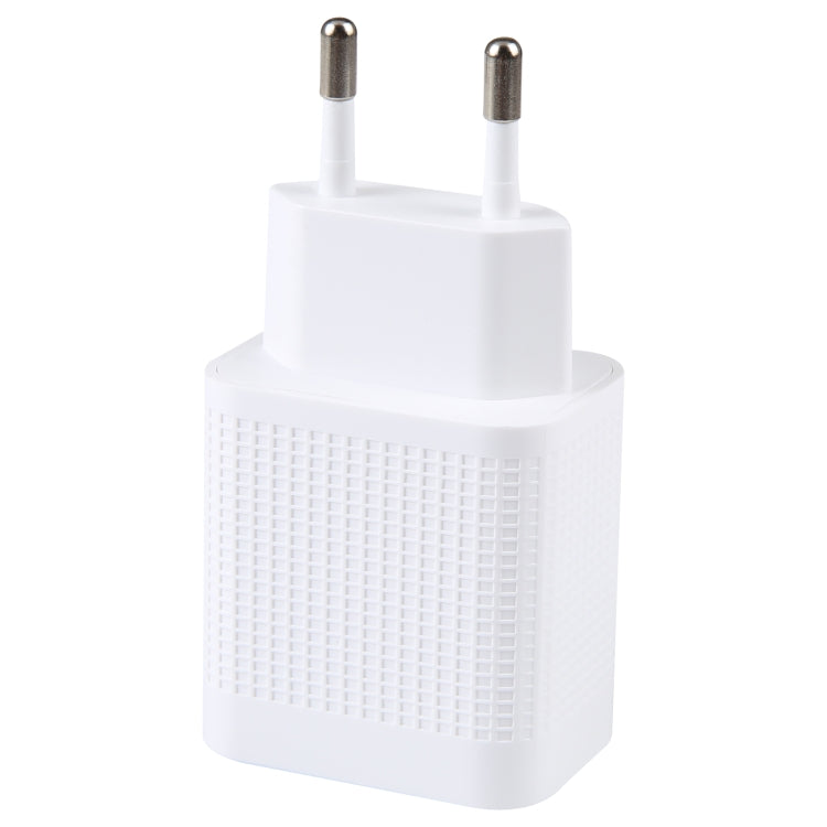 LZ-106PD 25W USB-C / Type-C Ports Plaid Pattern Travel Charger, EU Plug(White)