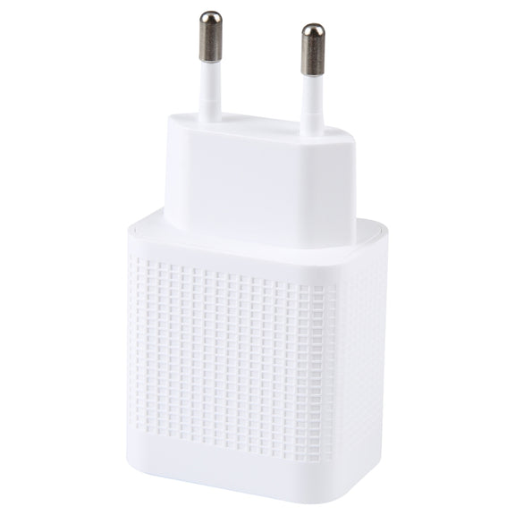 LZ-106PD 25W USB-C / Type-C Ports Plaid Pattern Travel Charger, EU Plug(White)