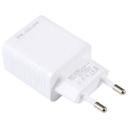 LZ-106PD 25W USB-C / Type-C Ports Plaid Pattern Travel Charger, EU Plug(White)