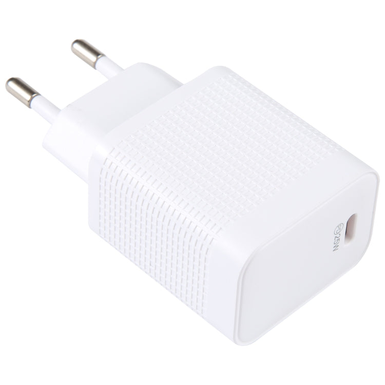 LZ-106PD 25W USB-C / Type-C Ports Plaid Pattern Travel Charger, EU Plug(White)