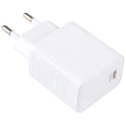LZ-106PD 25W USB-C / Type-C Ports Plaid Pattern Travel Charger, EU Plug(White)