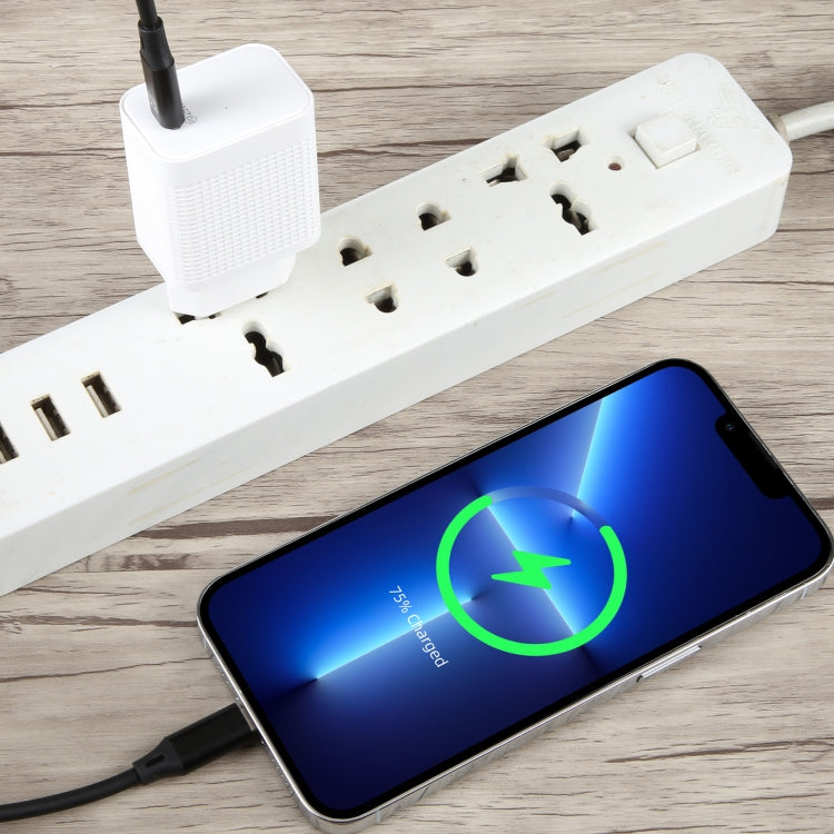 LZ-106PD 25W USB-C / Type-C Ports Plaid Pattern Travel Charger, EU Plug(White)