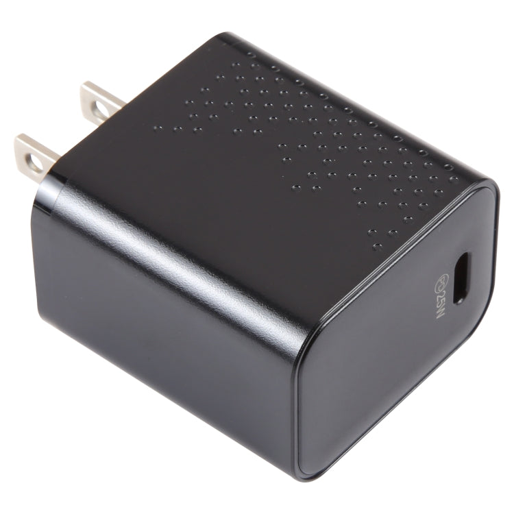 LZ-105PD 25W USB-C / Type-C Ports Dot Pattern Travel Charger, US Plug(Black)