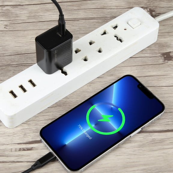 LZ-105PD 25W USB-C / Type-C Ports Dot Pattern Travel Charger, US Plug(Black)