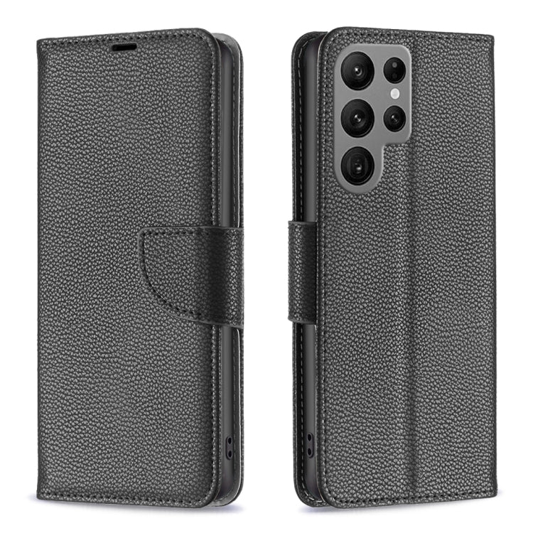 For Samsung Galaxy S24 Ultra 5G Litchi Texture Pure Color Flip Leather Phone Case(Black)