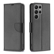 For Samsung Galaxy S24 Ultra 5G Litchi Texture Pure Color Flip Leather Phone Case(Black)