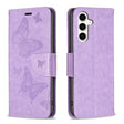 For Samsung Galaxy S23 FE 5G Embossing Two Butterflies Pattern Leather Phone Case(Purple) - Galaxy S23 FE 5G Cases by PMC TechLife | Online Shopping South Africa | PMC TechLife
