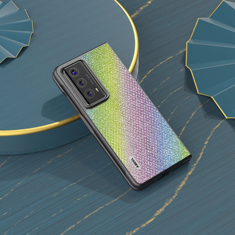 For Honor Magic V2 ABEEL Diamond Series Black Edge Phone Case(Rainbow)