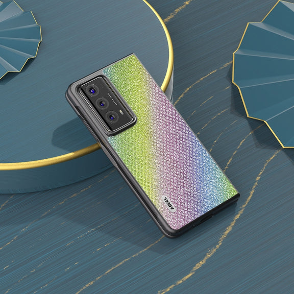 For Honor Magic V2 ABEEL Diamond Series Black Edge Phone Case(Rainbow)