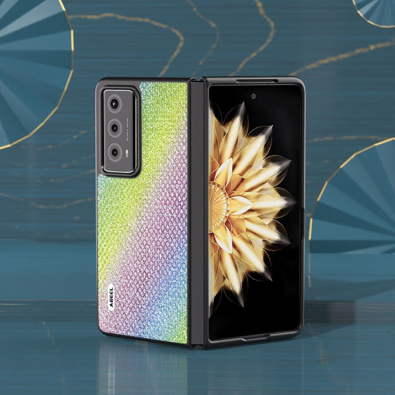 For Honor Magic V2 ABEEL Diamond Series Black Edge Phone Case(Rainbow)