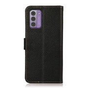 For Nokia G42 KHAZNEH Side-Magnetic Litchi Genuine Leather RFID Phone Case(Black)