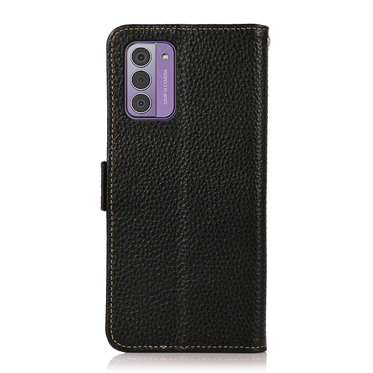 For Nokia G42 KHAZNEH Side-Magnetic Litchi Genuine Leather RFID Phone Case(Black)
