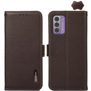 For Nokia G42 KHAZNEH Side-Magnetic Litchi Genuine Leather RFID Phone Case(Brown)