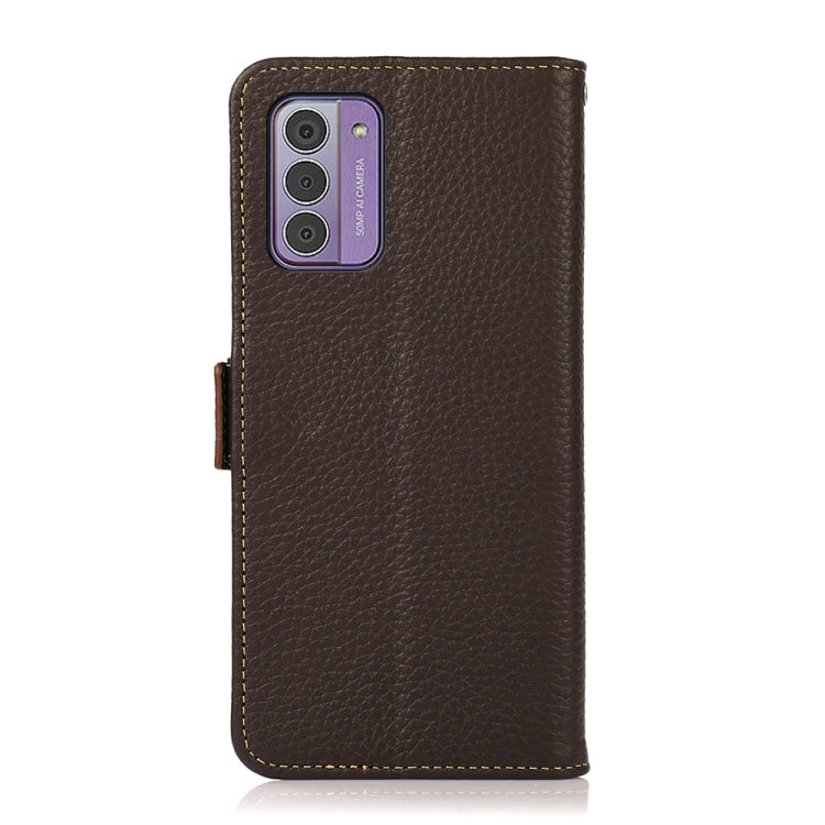 For Nokia G42 KHAZNEH Side-Magnetic Litchi Genuine Leather RFID Phone Case(Brown)