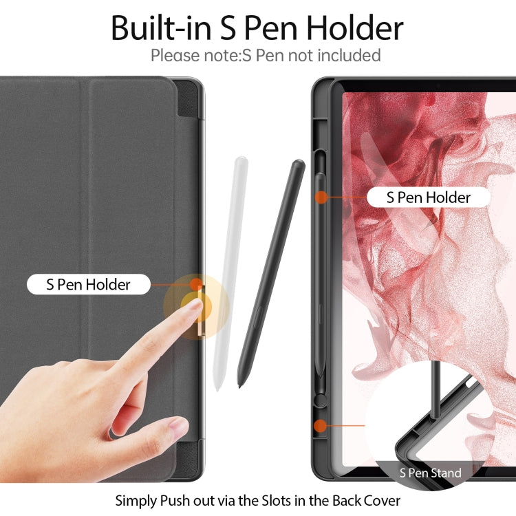 For Samsung Galaxy Tab S9 DUX DUCIS Domo Series Cloth Texture Magnetic Leather Tablet Case(Black)
