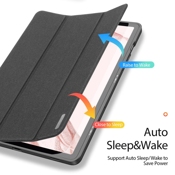 For Samsung Galaxy Tab S9 DUX DUCIS Domo Series Cloth Texture Magnetic Leather Tablet Case(Black)