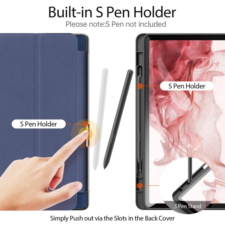 For Samsung Galaxy Tab S9 DUX DUCIS Domo Series Cloth Texture Magnetic Leather Tablet Case(Blue)