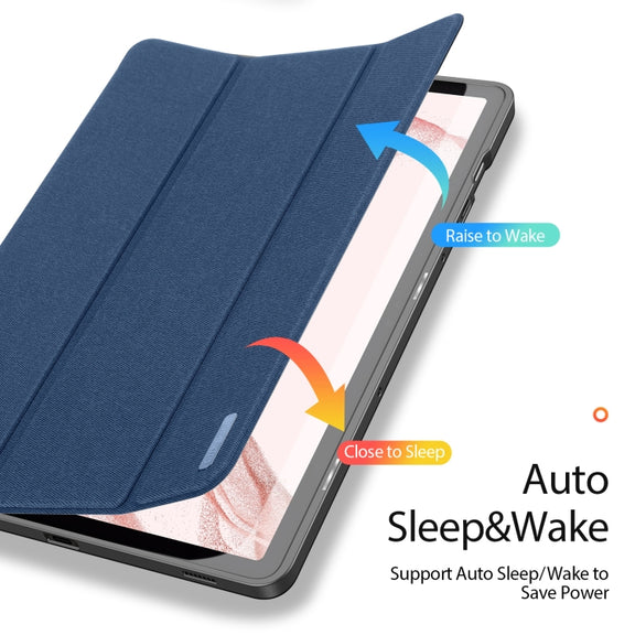 For Samsung Galaxy Tab S9 DUX DUCIS Domo Series Cloth Texture Magnetic Leather Tablet Case(Blue)