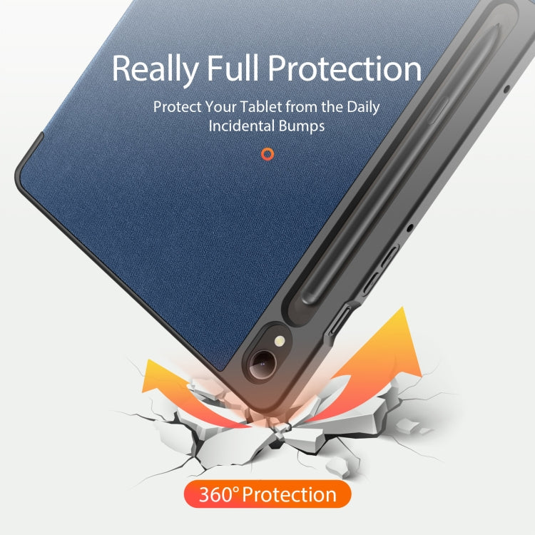 For Samsung Galaxy Tab S9 DUX DUCIS Domo Series Cloth Texture Magnetic Leather Tablet Case(Blue)