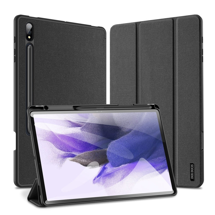 For Samsung Galaxy Tab S9+ DUX DUCIS Domo Series Cloth Texture Magnetic Leather Tablet Case(Black)