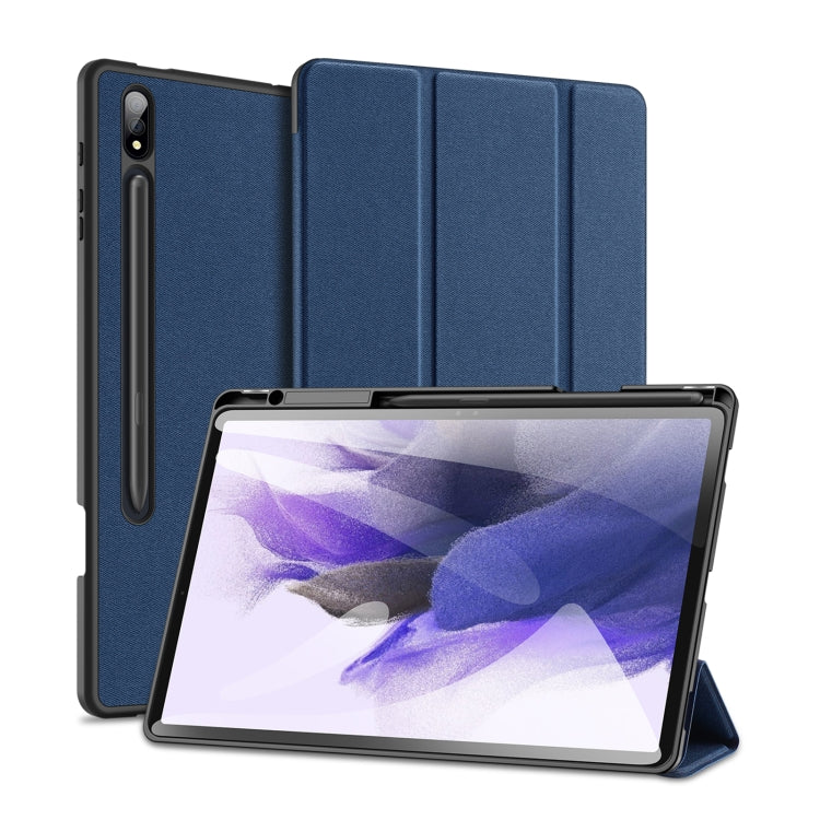 For Samsung Galaxy Tab S9+ DUX DUCIS Domo Series Cloth Texture Magnetic Leather Tablet Case(Blue)