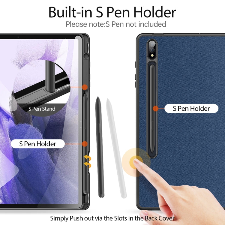 For Samsung Galaxy Tab S9+ DUX DUCIS Domo Series Cloth Texture Magnetic Leather Tablet Case(Blue)