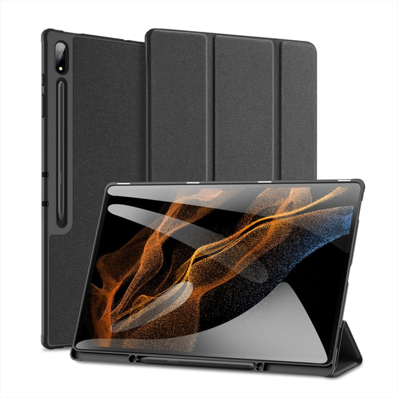 For Samsung Galaxy Tab S10 Ultra / S9 Ultra DUX DUCIS Domo Series Cloth Texture Magnetic Leather Tablet Case(Black)