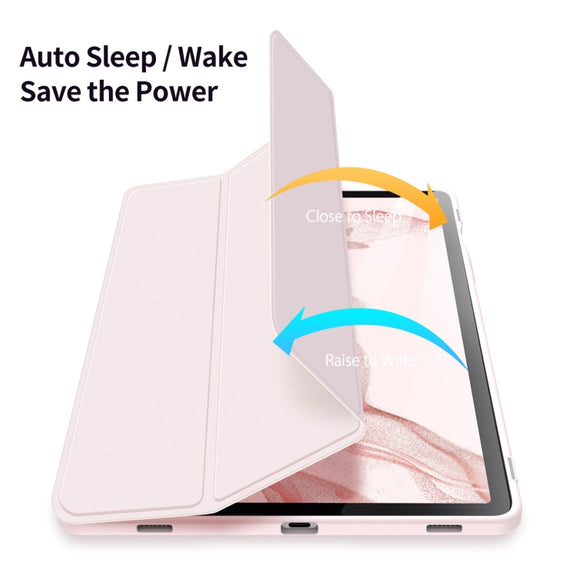 For Samsung Galaxy Tab S9 DUX DUCIS TOBY Series Antiskid Leather Tablet Case with Sleep / Wake-up Function(Pink)