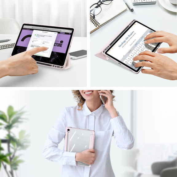 For Samsung Galaxy Tab S9 DUX DUCIS TOBY Series Antiskid Leather Tablet Case with Sleep / Wake-up Function(Pink)