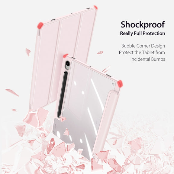 For Samsung Galaxy Tab S9 DUX DUCIS TOBY Series Antiskid Leather Tablet Case with Sleep / Wake-up Function(Pink)