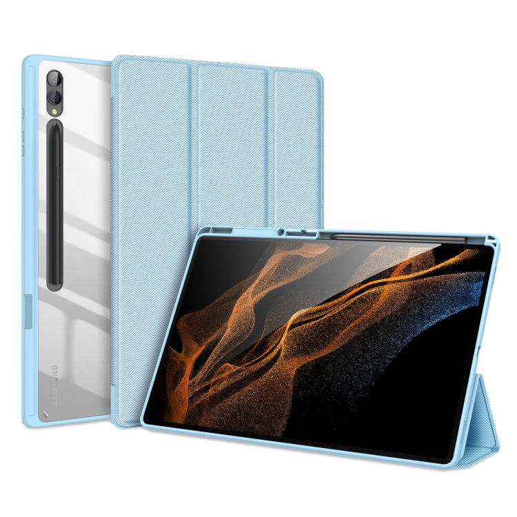 For Samsung Galaxy Tab S9 Ultra DUX DUCIS TOBY Series Antiskid Leather Tablet Case with Sleep / Wake-up Function(Blue)