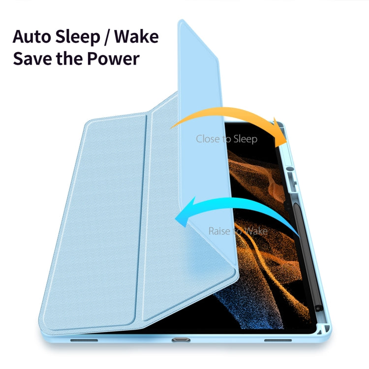 For Samsung Galaxy Tab S9 Ultra DUX DUCIS TOBY Series Antiskid Leather Tablet Case with Sleep / Wake-up Function(Blue)
