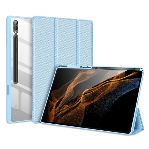 For Samsung Galaxy Tab S9 Ultra DUX DUCIS TOBY Series Antiskid Leather Tablet Case with Sleep / Wake-up Function(Blue)