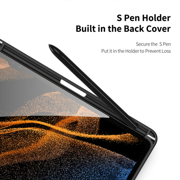 For Samsung Galaxy Tab S9 Ultra DUX DUCIS TOBY Series Antiskid Leather Tablet Case with Sleep / Wake-up Function(Black)