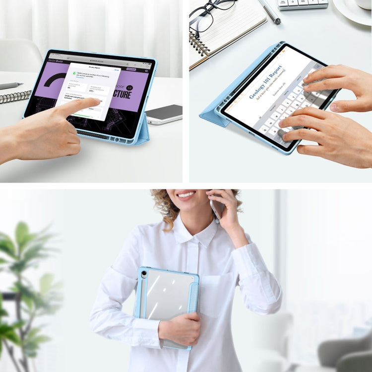 For Samsung Galaxy Tab S10 FE / S9 FE / S9 DUX DUCIS TOBY Series Antiskid Leather Tablet Case with Sleep / Wake-up Function(Blue)