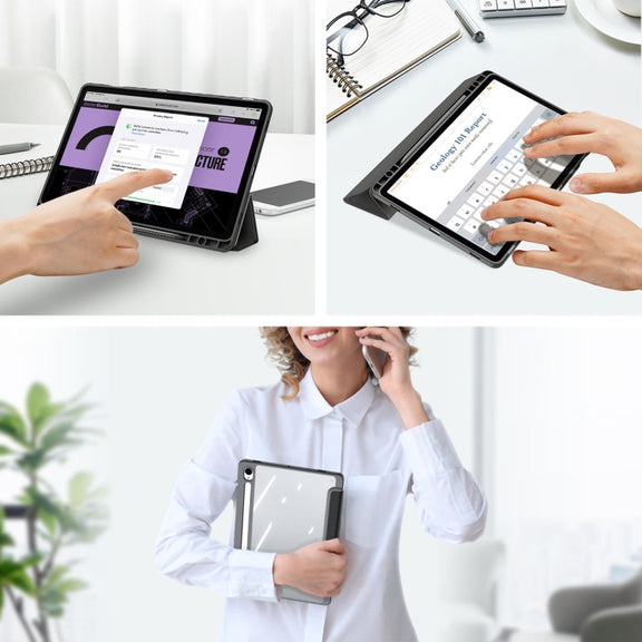 For Samsung Galaxy Tab S10 FE / S9 FE / S9 DUX DUCIS TOBY Series Antiskid Leather Tablet Case with Sleep / Wake-up Function(Black)