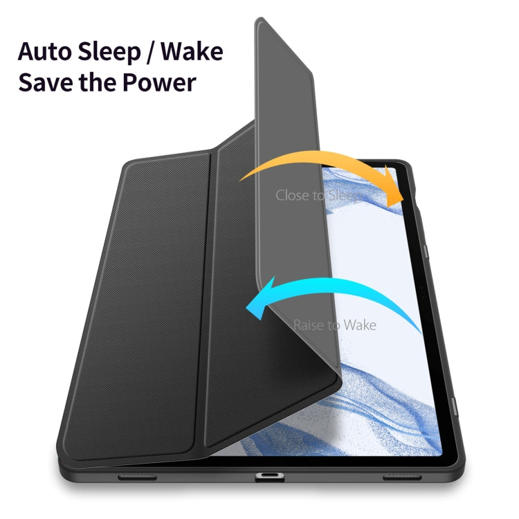 For Samsung Galaxy Tab S9 FE+ DUX DUCIS TOBY Series Antiskid Leather Tablet Case with Sleep / Wake-up Function(Black)