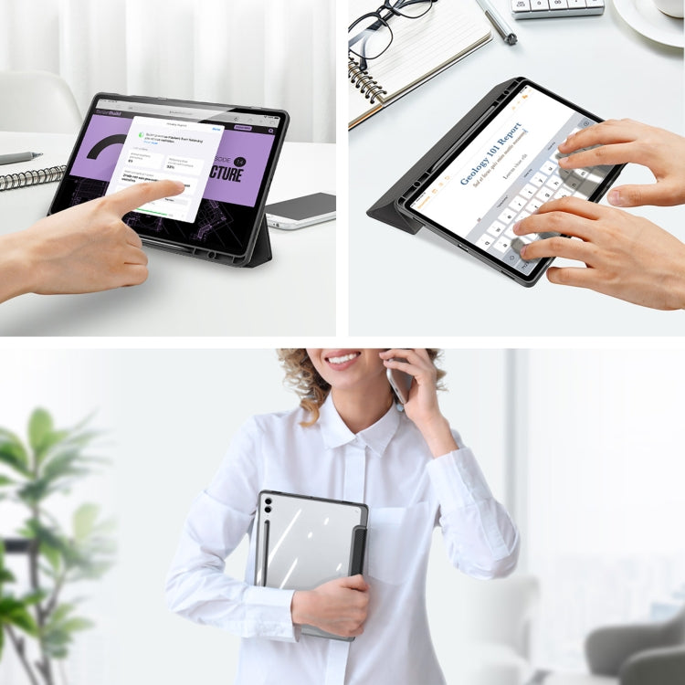 For Samsung Galaxy Tab S9 FE+ DUX DUCIS TOBY Series Antiskid Leather Tablet Case with Sleep / Wake-up Function(Black)