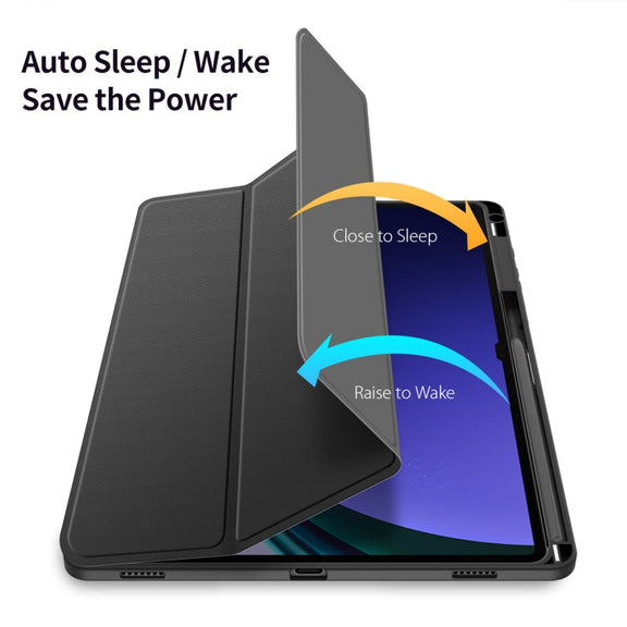 For Samsung Galaxy Tab S10+ DUX DUCIS TOBY Series Antiskid Leather Tablet Case with Sleep / Wake-up Function(Black)