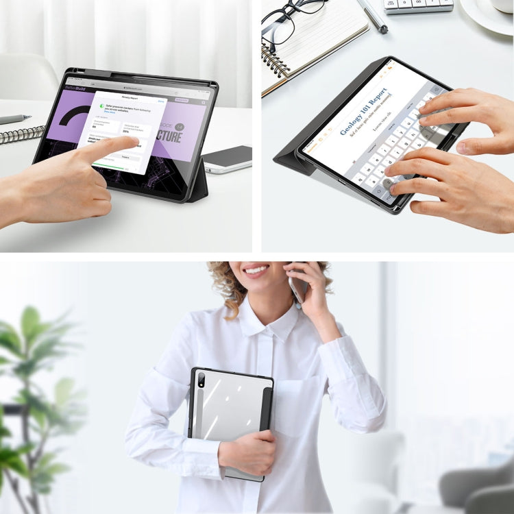 For Samsung Galaxy Tab S10+ DUX DUCIS TOBY Series Antiskid Leather Tablet Case with Sleep / Wake-up Function(Black)