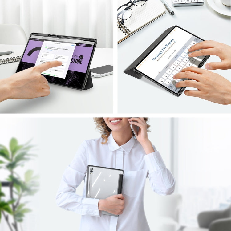 For Samsung Galaxy Tab S10 Ultra DUX DUCIS TOBY Series Antiskid Leather Tablet Case with Sleep / Wake-up Function(Black)