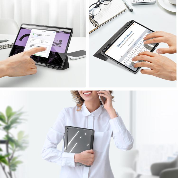 For Samsung Galaxy Tab S10 FE+ DUX DUCIS TOBY Series Antiskid Leather Tablet Case with Sleep / Wake-up Function(Black)