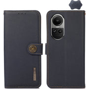 For OPPO Reno10 Global / 10 Pro Global KHAZNEH Custer Texture RFID Genuine Leather Phone Case(Blue)