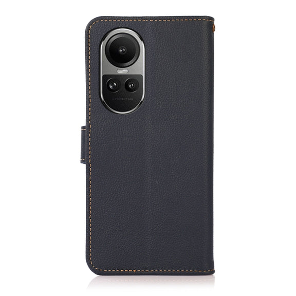 For OPPO Reno10 Global / 10 Pro Global KHAZNEH Custer Texture RFID Genuine Leather Phone Case(Blue)