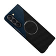 For Samsung Galaxy Z Fold5 Carbon Fiber Texture MagSafe Magnetic Phone Case(Black Blue) - Galaxy Z Fold5 Cases by PMC TechLife | Online Shopping South Africa | PMC TechLife