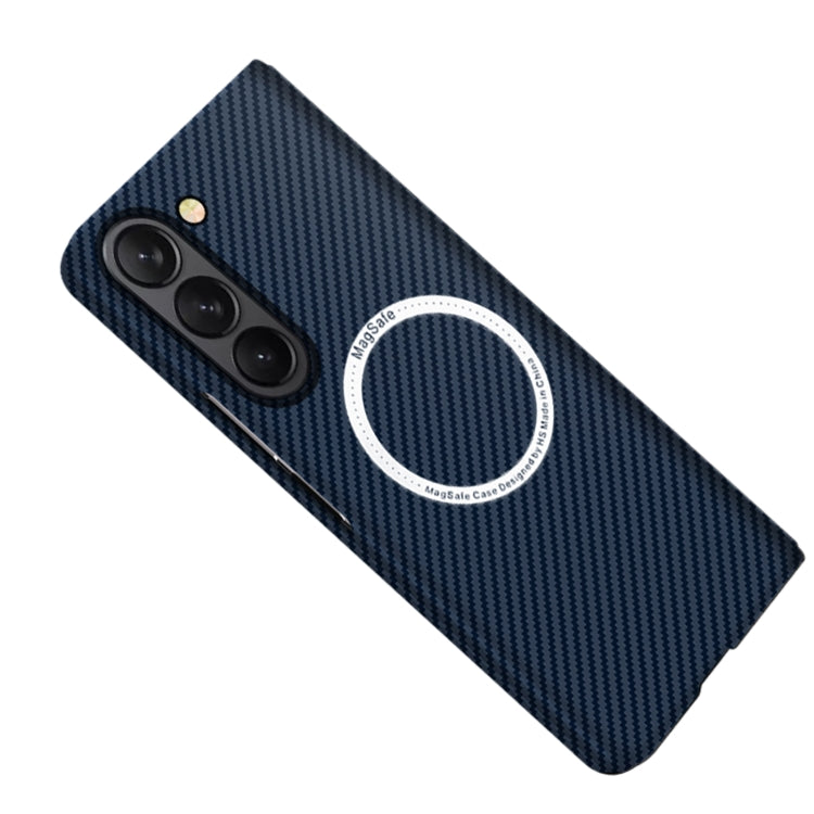 For Samsung Galaxy Z Fold5 Carbon Fiber Texture MagSafe Magnetic Phone Case(Blue)