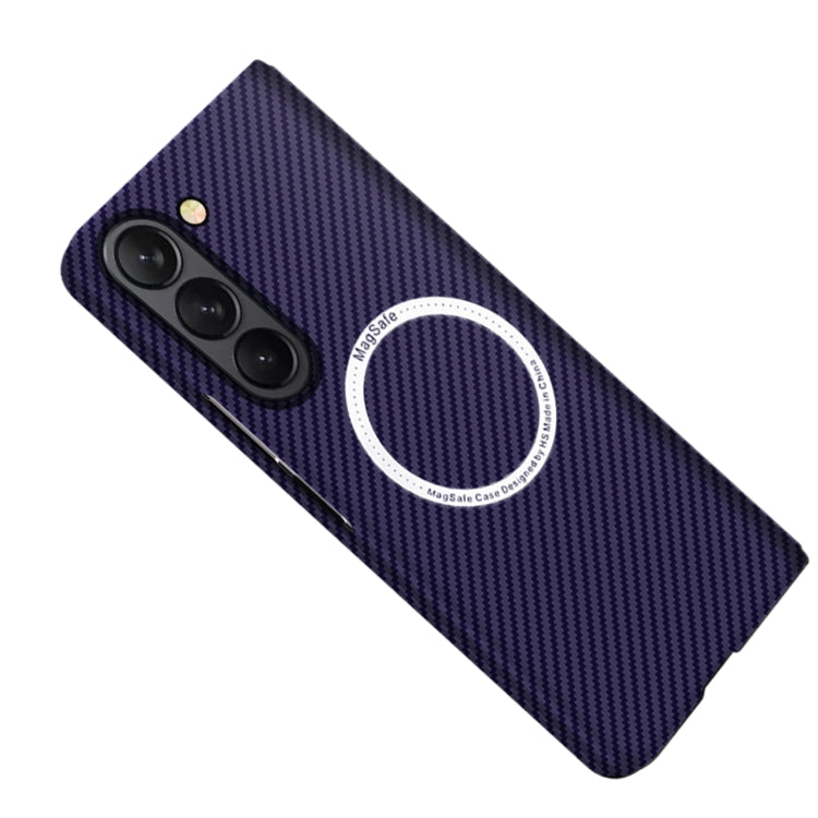 For Samsung Galaxy Z Fold5 Carbon Fiber Texture MagSafe Magnetic Phone Case(Purple)